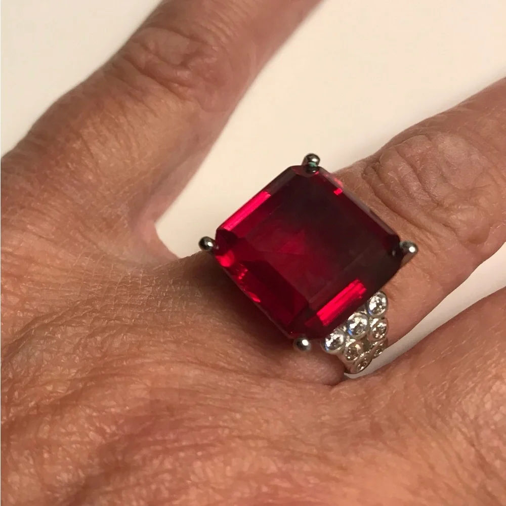 Garnet Stamped 925 Sterling Silver Ring